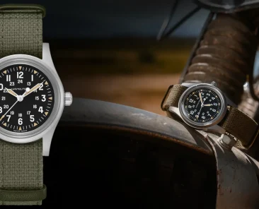 Hamilton Khaki Field Mechanical 36mm Edizione Speciale 250° USA con quadrante nero e cinturino NATO kaki