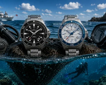 Hamilton Khaki Navy Auto 40mm con quadrante laccato 3D a onde, ghiera unidirezionale e calibro H-10 automatico svizzero