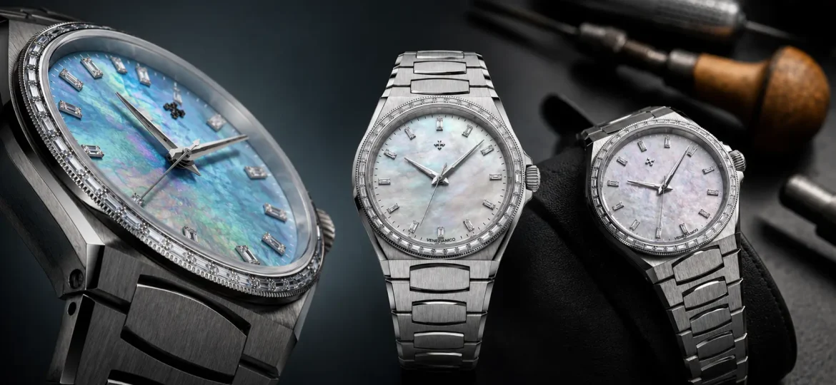 Venezianico Arsenale Moissanite con moissaniti baguette incastonate nella lunetta e nel bracciale integrato