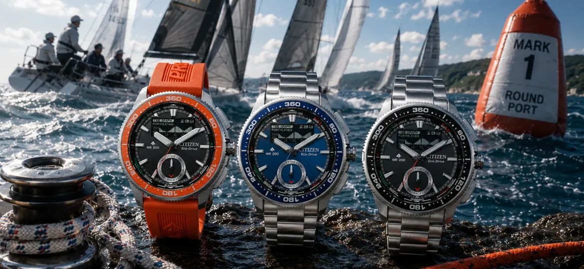 Citizen Wave Tracker Promaster JV3000-13E con cinturino arancione BENEBiOL e display MIP per la vela