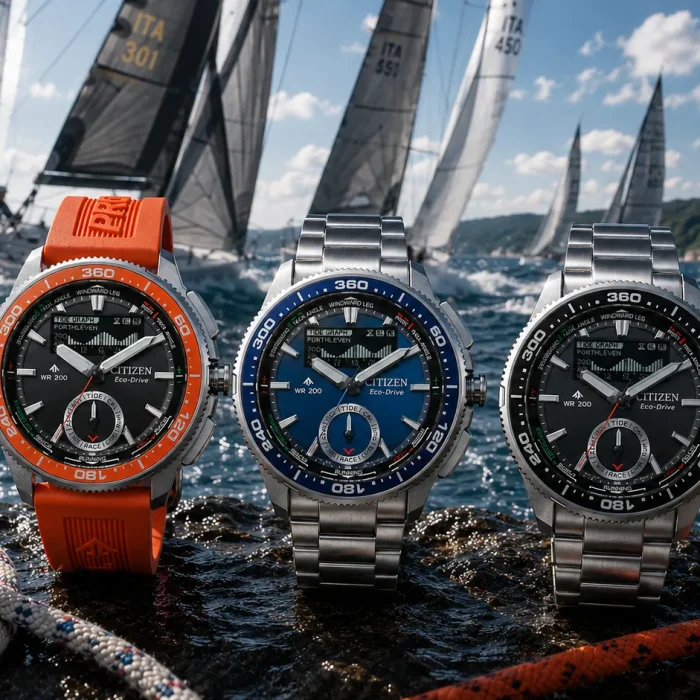 Citizen Wave Tracker Promaster JV3000-13E con cinturino arancione BENEBiOL e display MIP per la vela